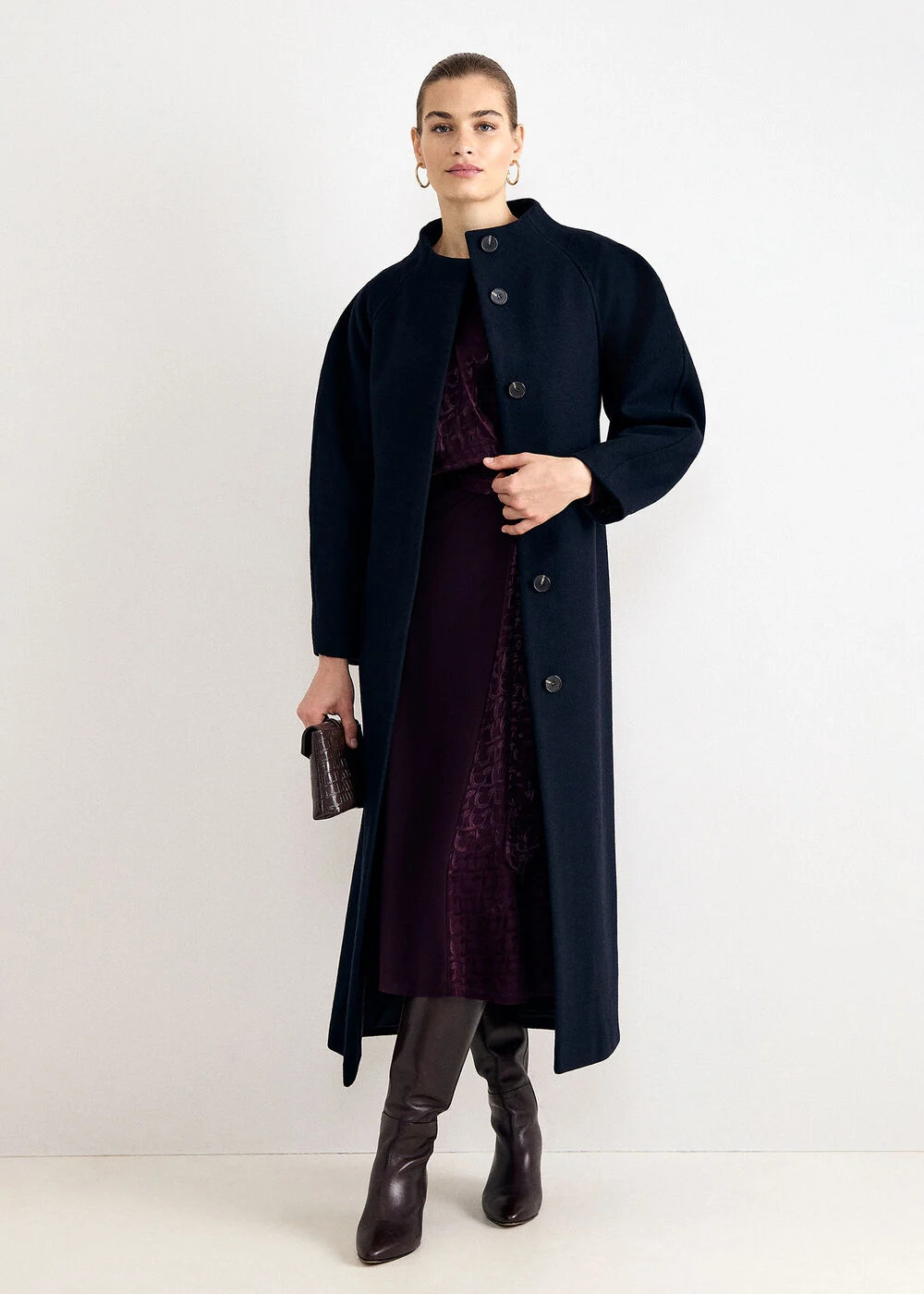 Mollie Funnel Neck Long Coat | Phase Eight