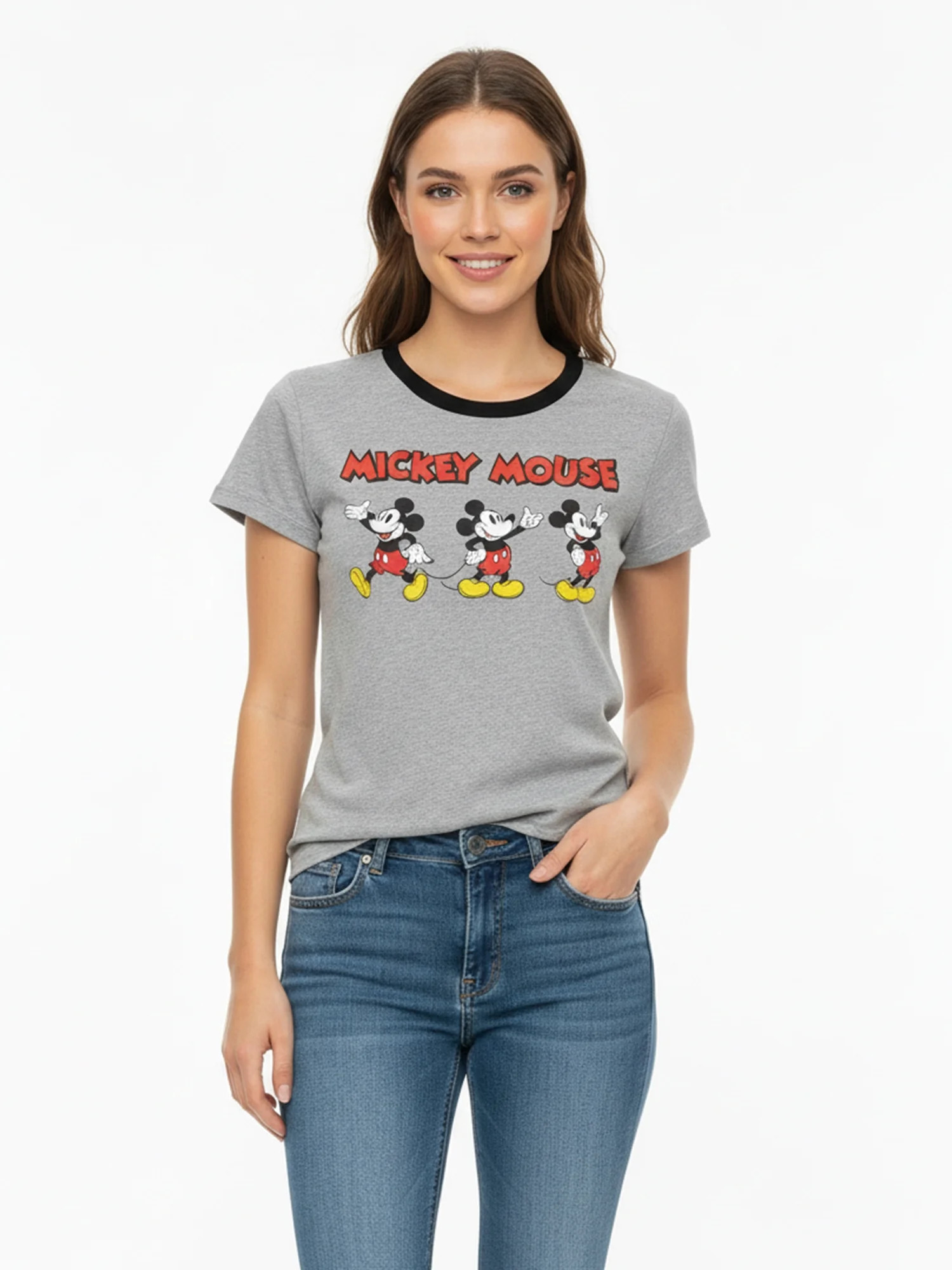 Disney Young Adult Women's Graphic Baby Tee, Mickey Mouse Line Up, Sizes XXS-XXL | Walmart (US)