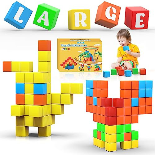 DMOIU 1.43 inch Large Magnetic Blocks,Magnetic Building Blocks for Toddlers 3 4 5 6 Boys & Girls,Kids Stem Sensory Magnet Toys 30PCS | Amazon (US)