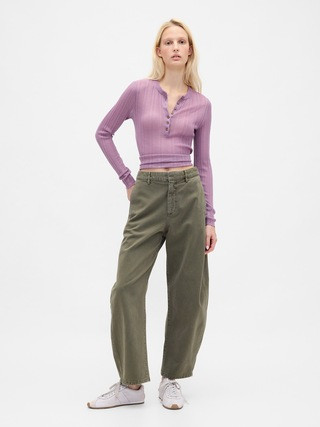 Mid Rise Twill Barrel Pants | Gap (CA)