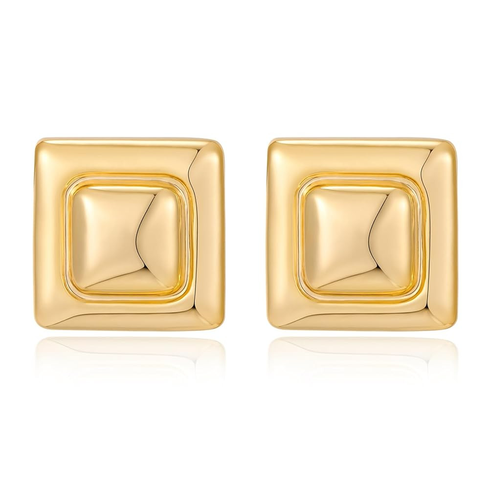 Gold Square Stud Earrings for Women Polished Spiral Stud Earrings for Women Birthday Jewelry | Amazon (US)
