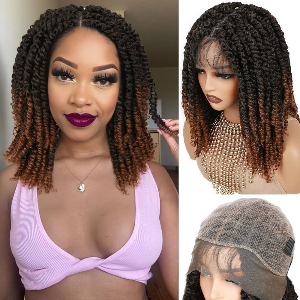 Fancy Hair Full Lace Short Passion Twist Wig with Baby Hair Lace Front Knotless Braided Twist Wig... | Amazon (US)