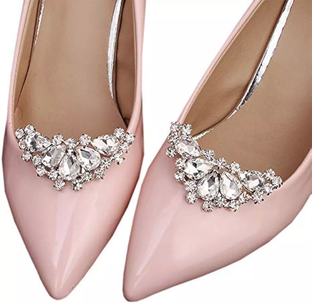 2Pcs Elegant Rhinestone Shoe Clips Shoes Jewelry Decoration Crystal Shoe  Buckle Red 