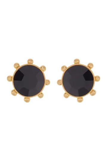 gold-tone bezel set crystal stud earrings | Nordstrom Rack