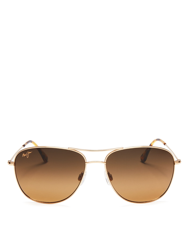 Maui Jim Cliff House Polarized Brow Bar Aviator Sunglasses, 59mm | Bloomingdale's (US)