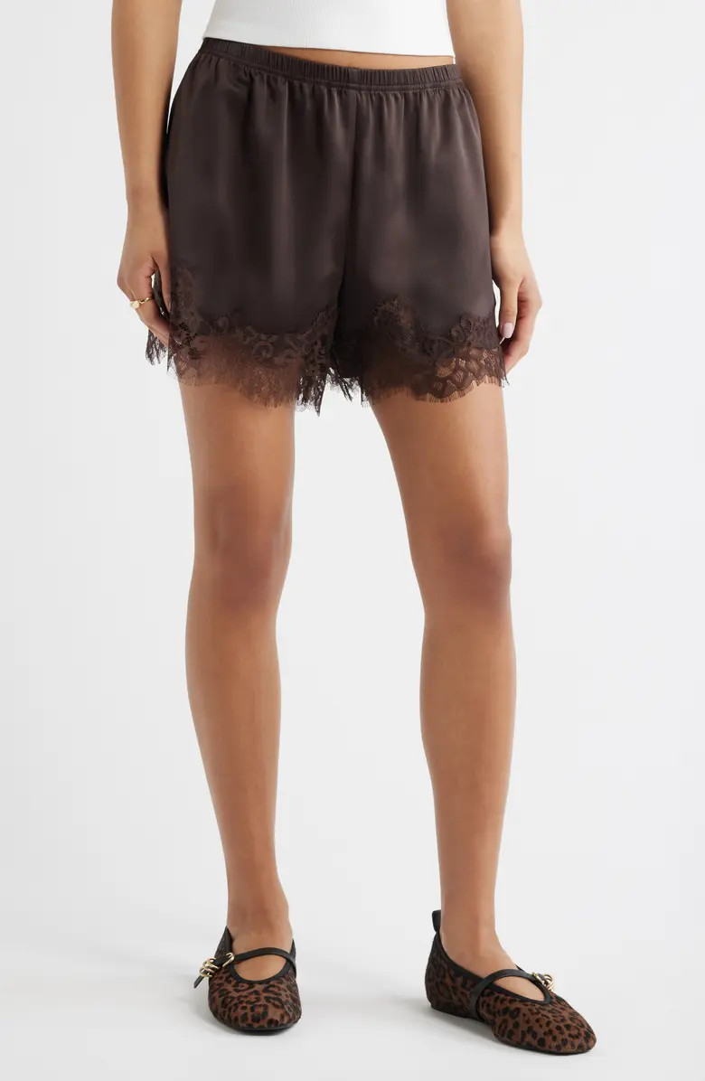 Lace Trim Satin Shorts | Nordstrom