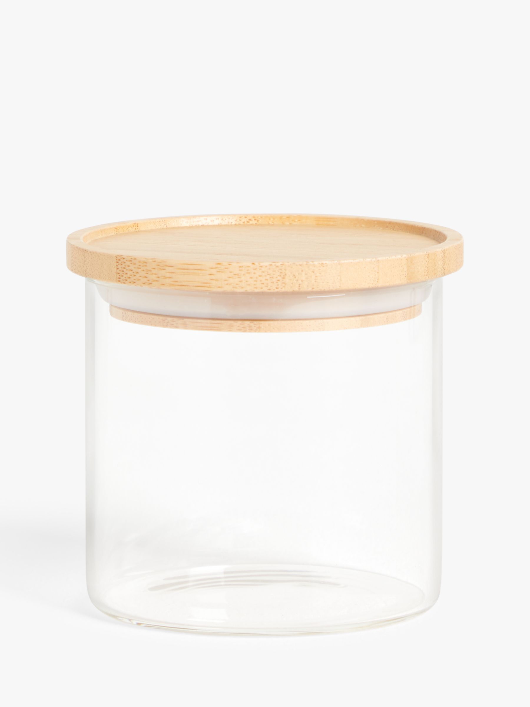 John Lewis & Partners Glass Storage Jar with Bamboo Lid, 450ml, Clear/Natural | John Lewis (UK)