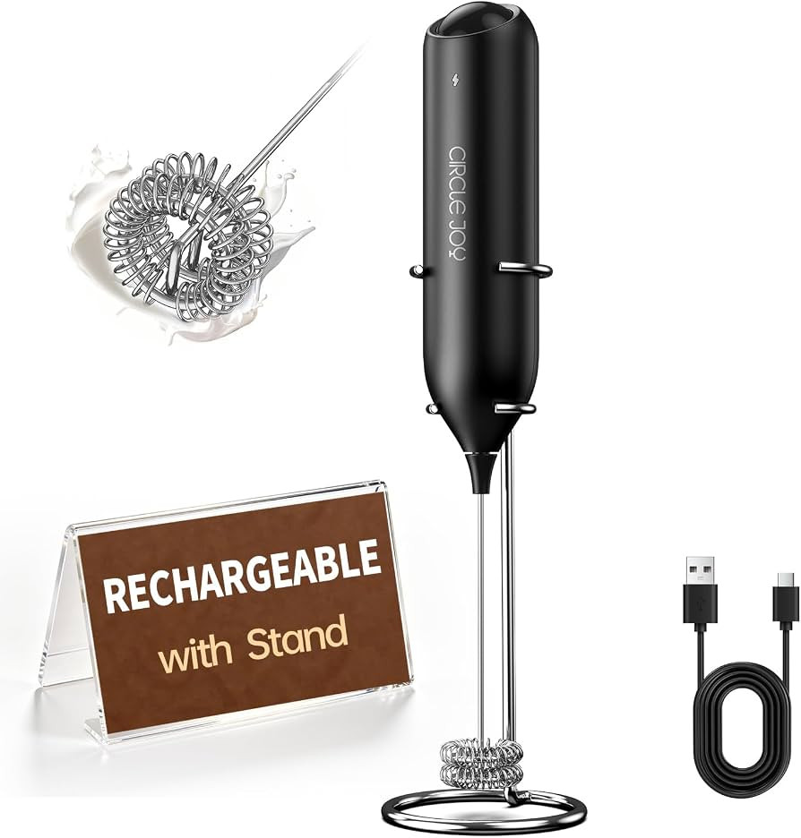 CIRCLE JOY Rechargeable Milk Frother Handheld with Stand, Dual Spring Whisk Head Electric Coffee ... | Amazon (US)