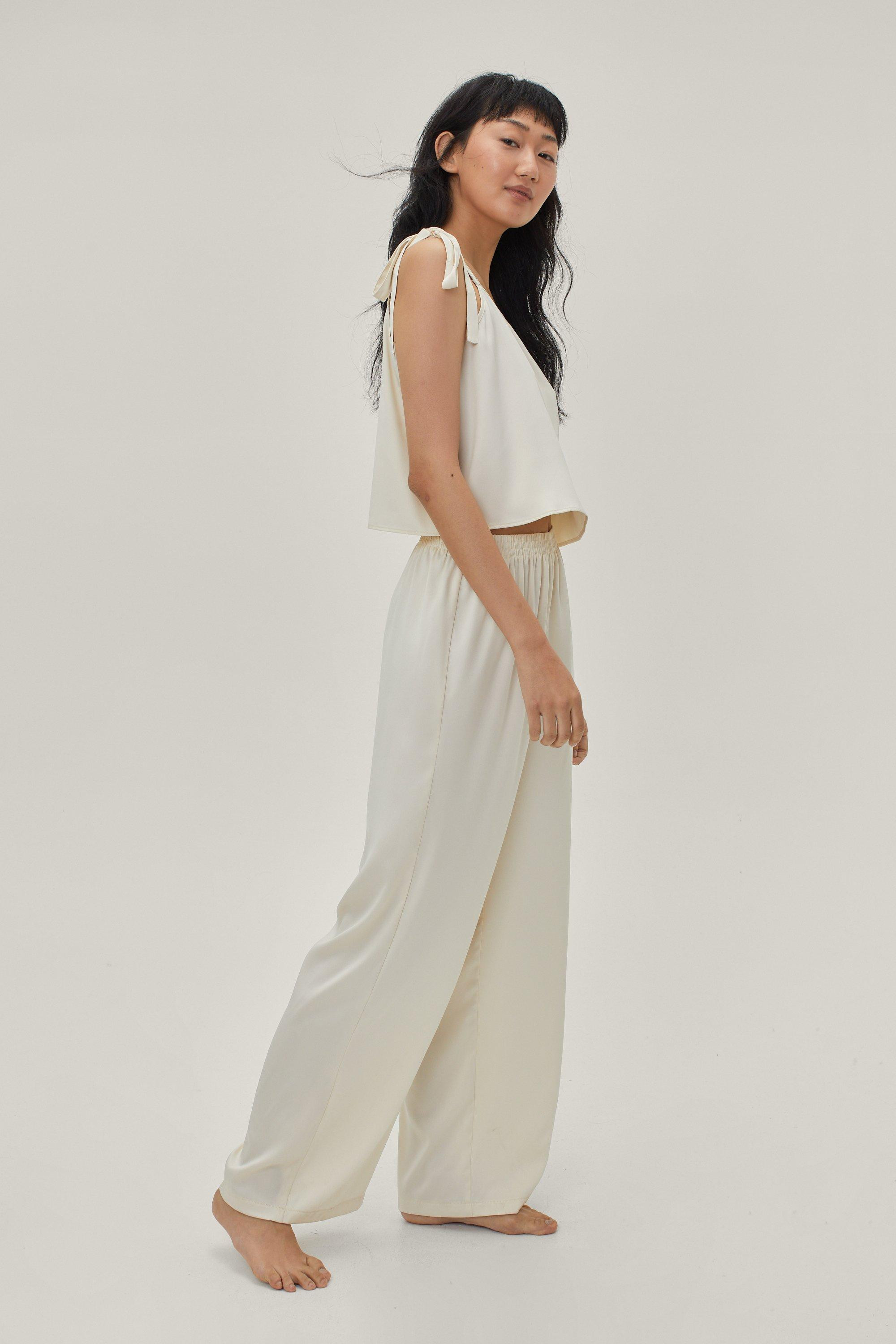 Recycled Satin Tie Shoulder Pajama Set | Nasty Gal (US)