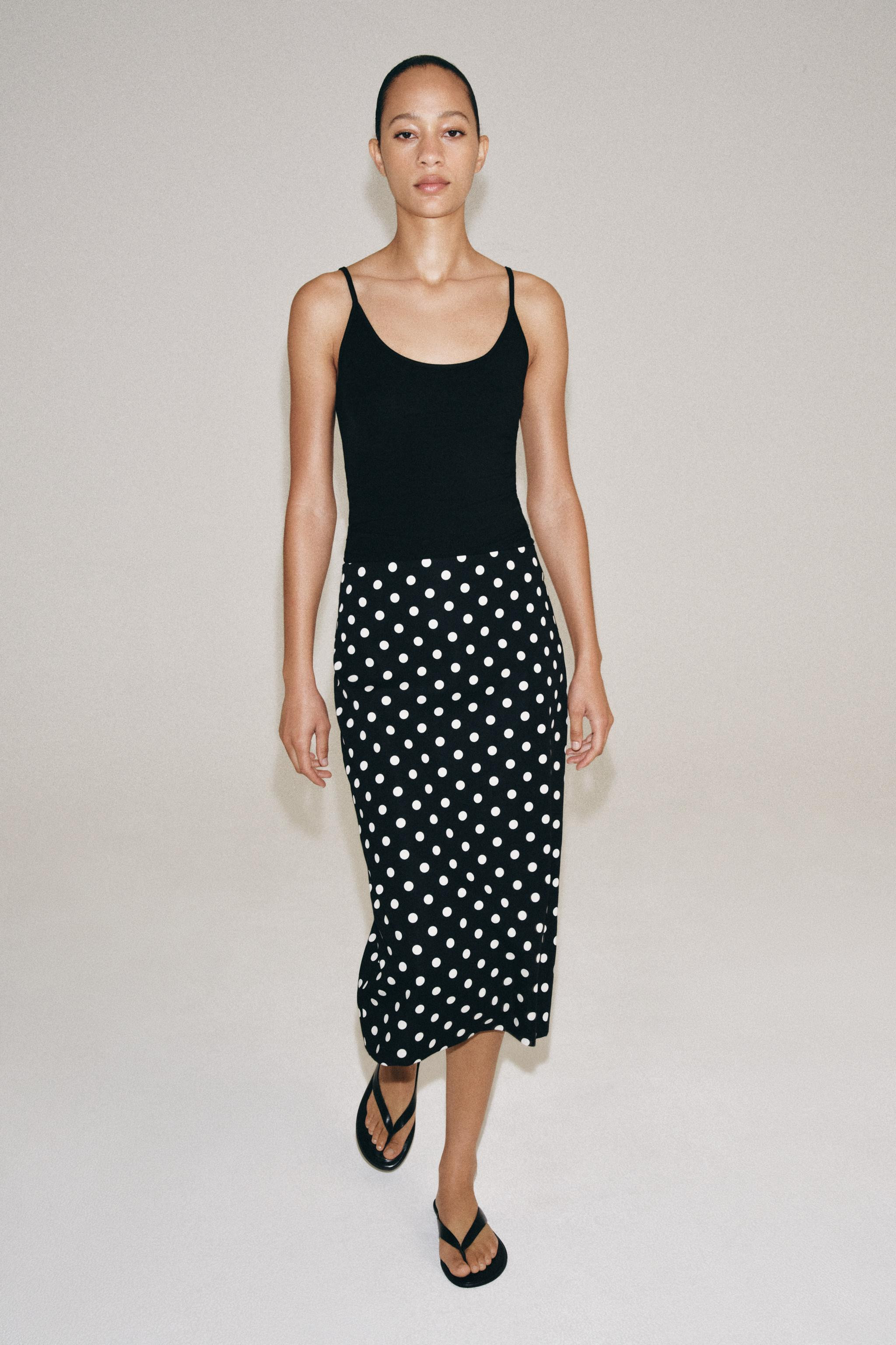 ZW COLLECTION POLKA DOT MIDI SKIRT | Zara US