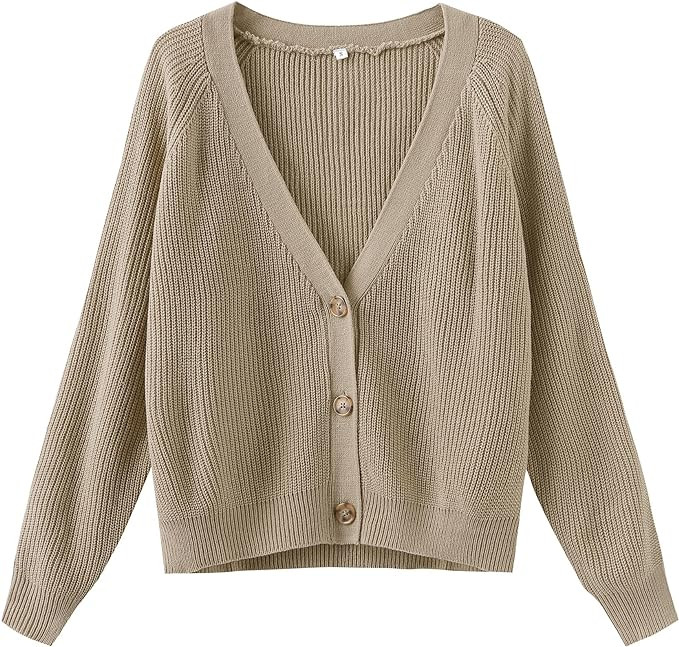 TASAMO Women's Long Sleeve Knit Sweater Open Front Cardigan Button Loose Outerwear | Amazon (US)