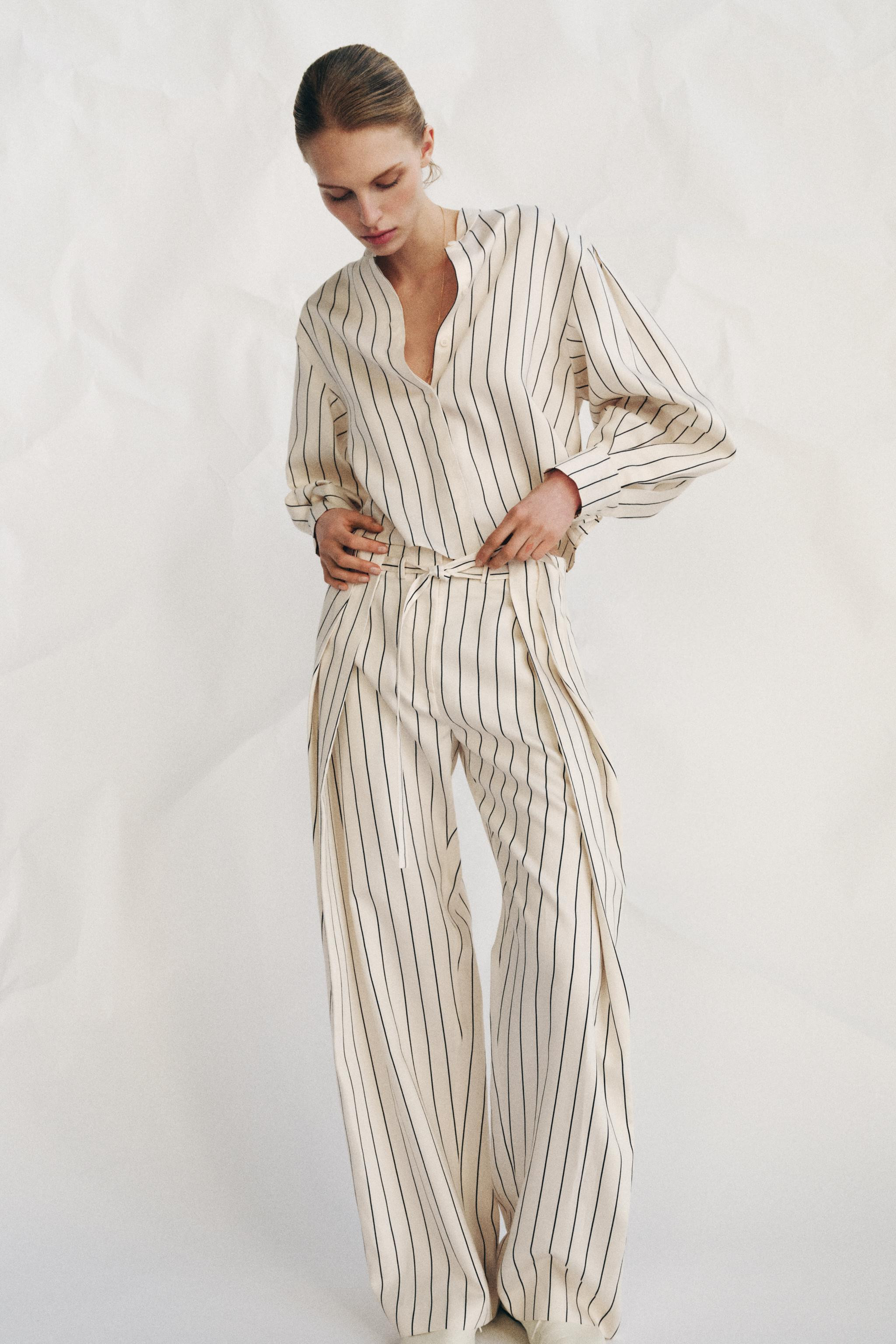 ZW COLLECTION STRIPED VOLUMINOUS SLEEVE SHIRT | Zara US