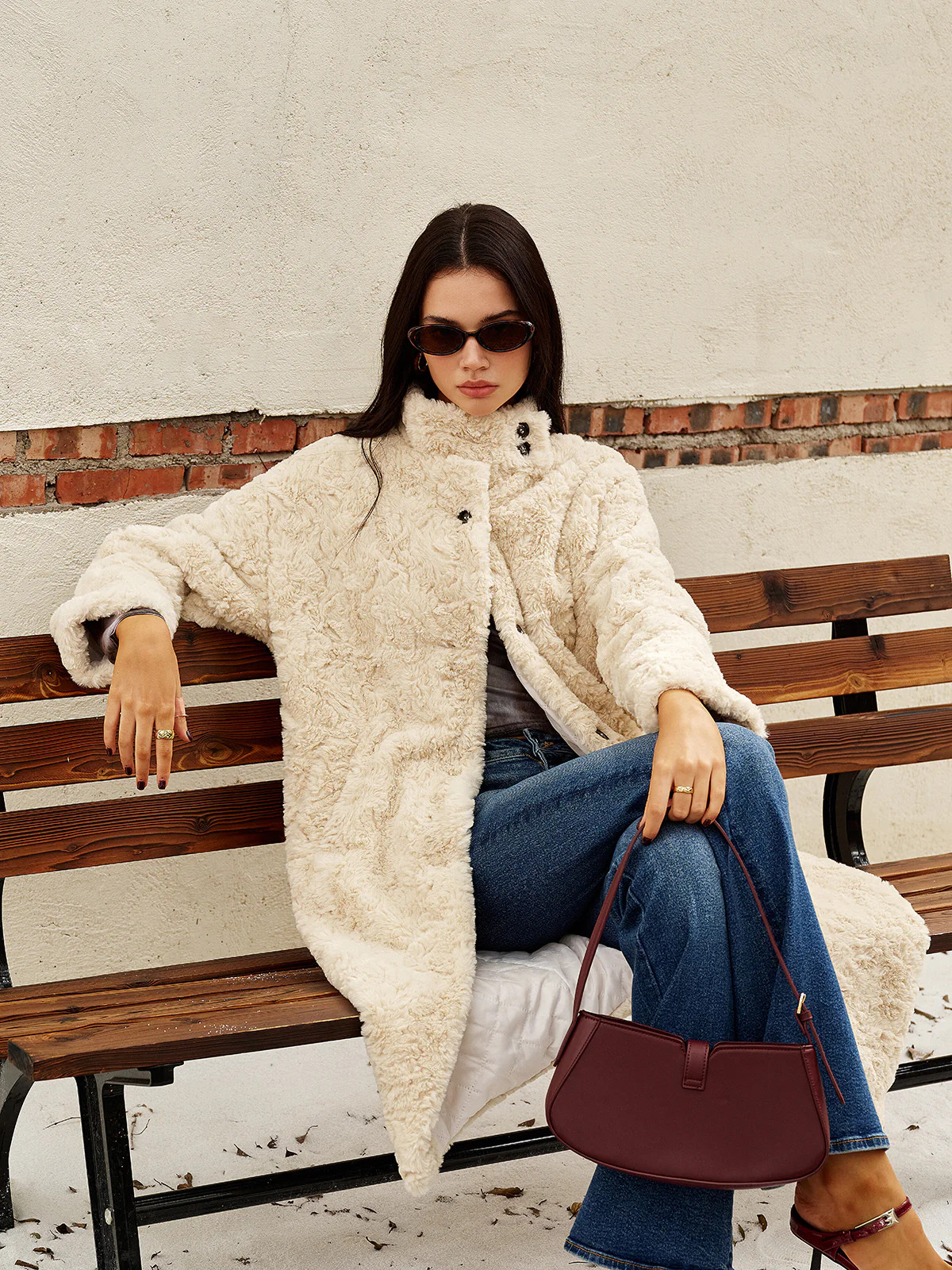 Turtleneck Faux Fur Button Coats | Commense