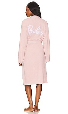 Barefoot Dreams CozyChic Lite Barbie Robe in Dusty Rose & White from Revolve.com | Revolve Clothing (Global)