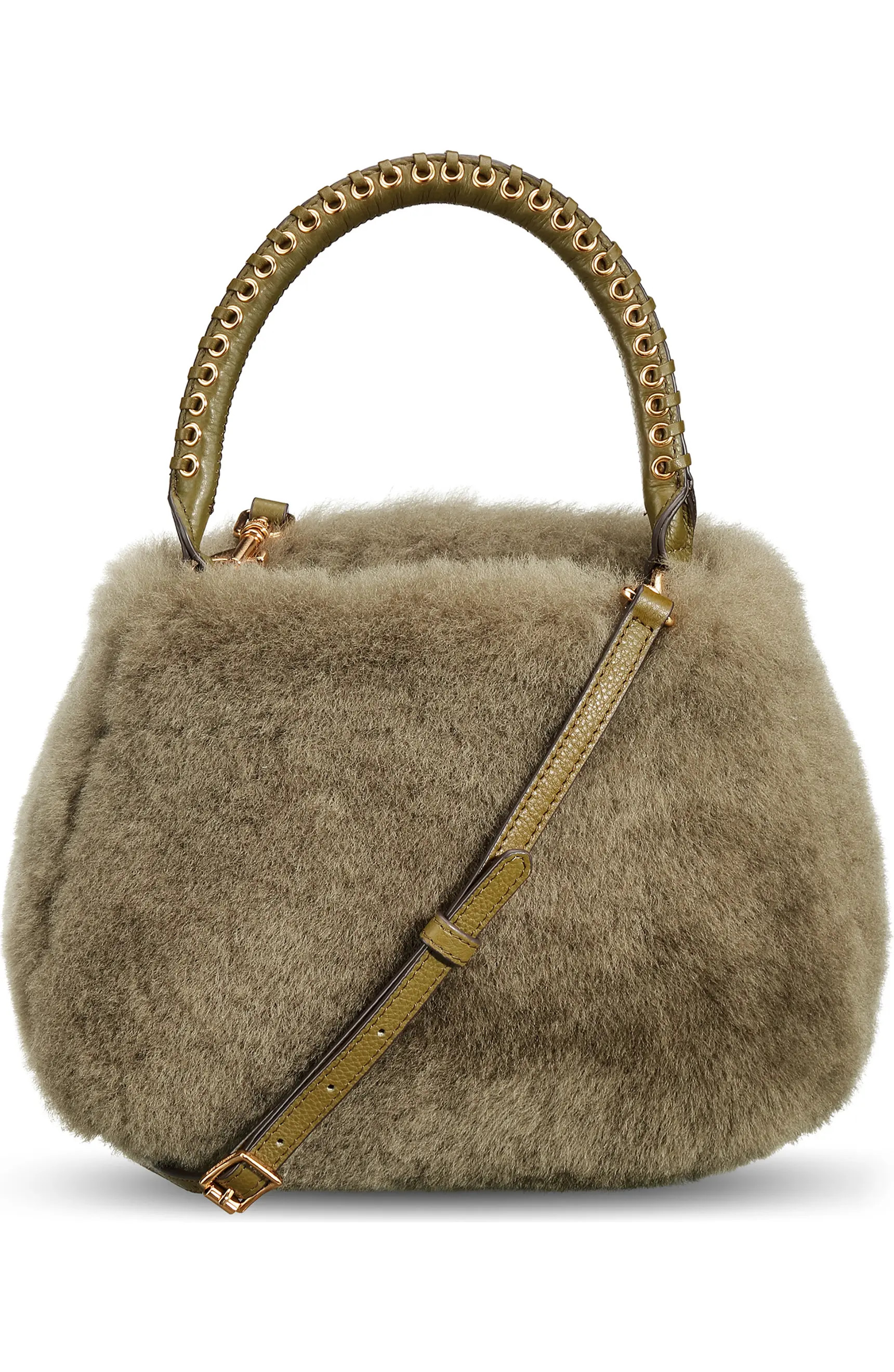 Aimee Kestenberg Top Handle Genuine Shearling & Leather Crossbody Bag | Nordstrom | Nordstrom