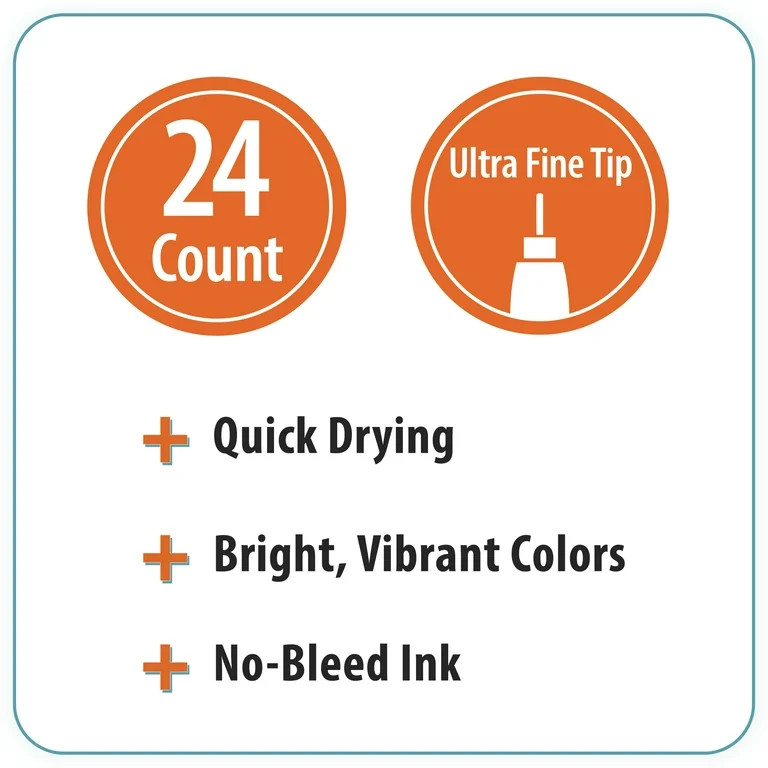 Pen+Gear Felt-Tip Pens, Ultra Fine, Assorted Colors, 24 Count | Walmart (US)