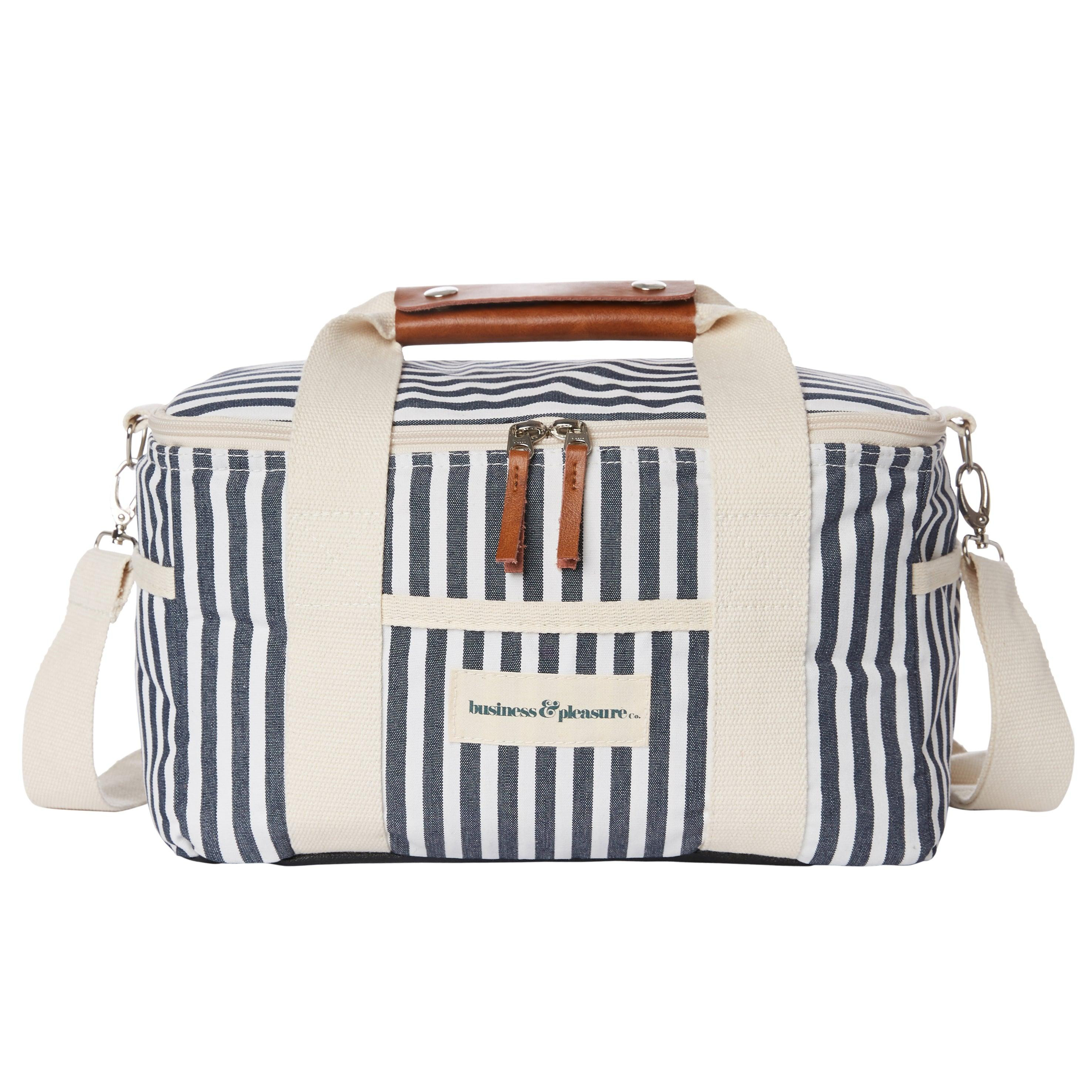 business & pleasure premium cooler, navy stripe | minnow
