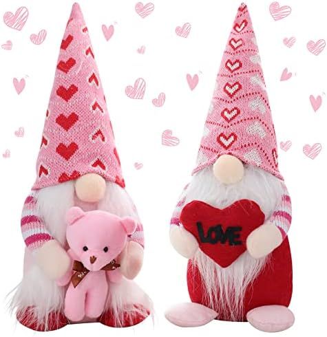 Valentines Day Decor 2pcs Valentine Gnomes Plush Decorations Sweet Valentines Day Gifts Valentines D | Amazon (US)