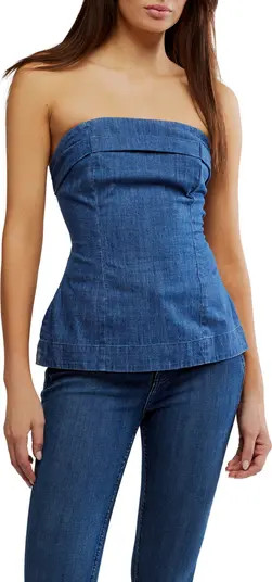 Free People Lora Lace-Up Denim Tube Top | Nordstromrack | Nordstrom Rack