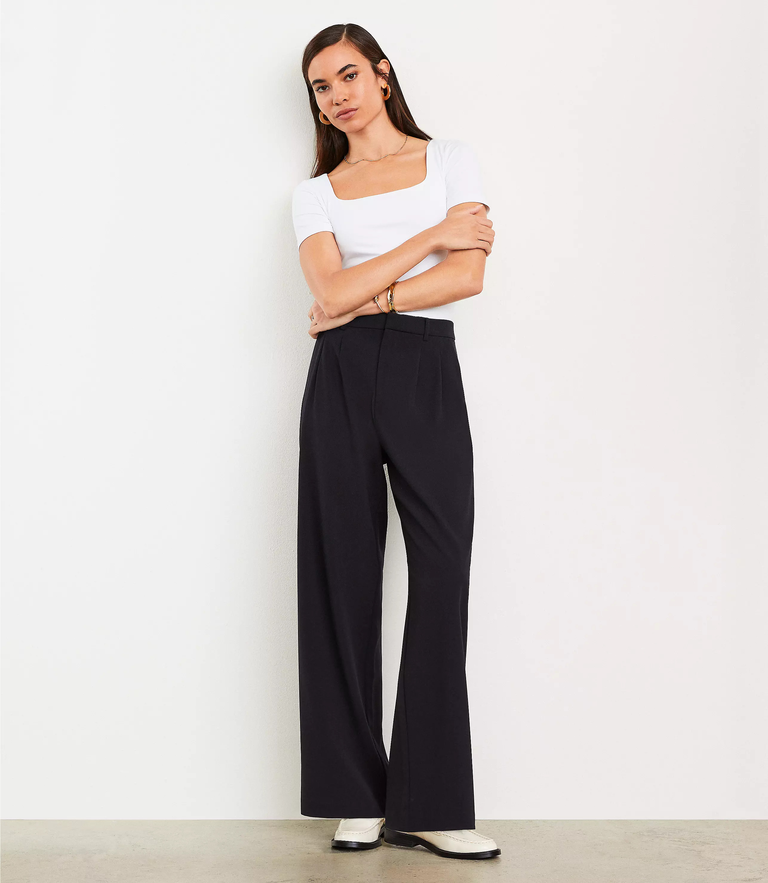 LOFT Versa Seasonless Stretch Double Pleat Wide Leg Pant | LOFT