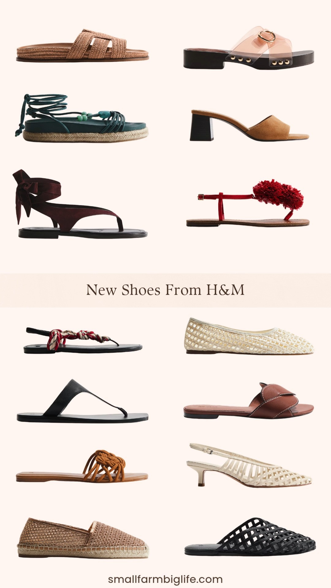 H&M is serving the most beautiful summer shoe styles right now and the prices are amazing! From braided straw flats and woven kitten heel slingbacks to strappy espadrilles in turquoise and rose gold, clog sandals, lattice mules, leather flip flops, appliquéd strappy sandals, knot detail sandals, tie detail sandals, and gorgeous braided leather styles in light brown and burgundy, there is a perfect summer sandal for every outfit and every occasion. So many stunning styles at H&M prices. Linking everything below! 

 #LTKootd #LTKSeasonal #LTKOver40