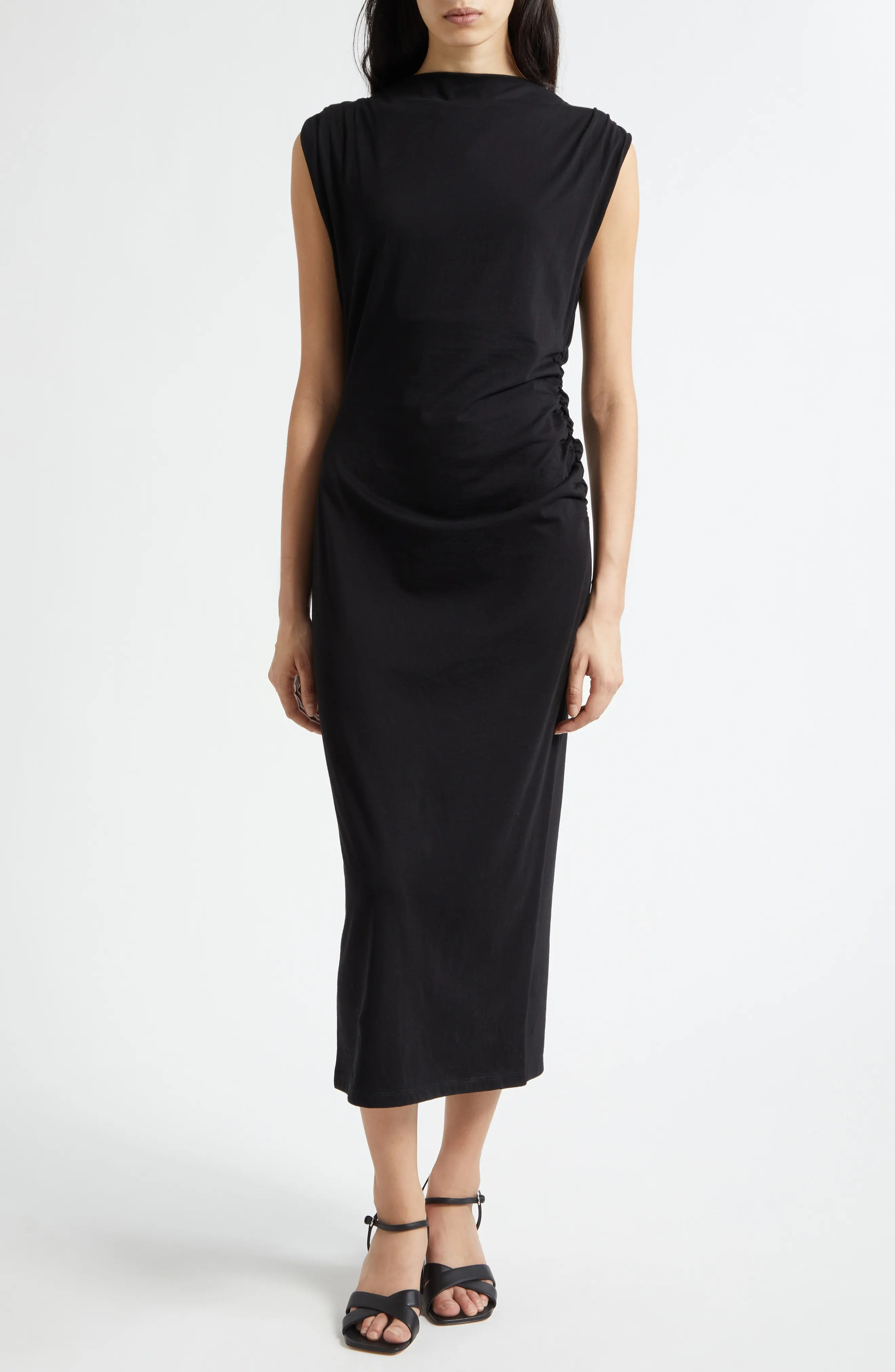 Vince Cowl Neck Pima Cotton Midi Dress in Brick Rose at Nordstrom, Size Xx-Small | Nordstrom