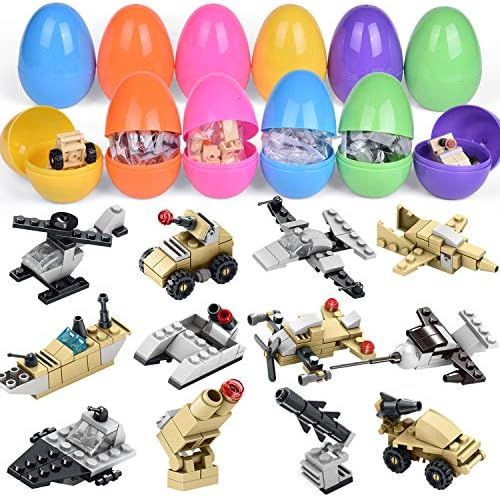 FUN LITTLE TOYS 12 Pack Easter Eggs Prefilled with Mini Airplane Building Blocks, Building Toys for  | Amazon (US)