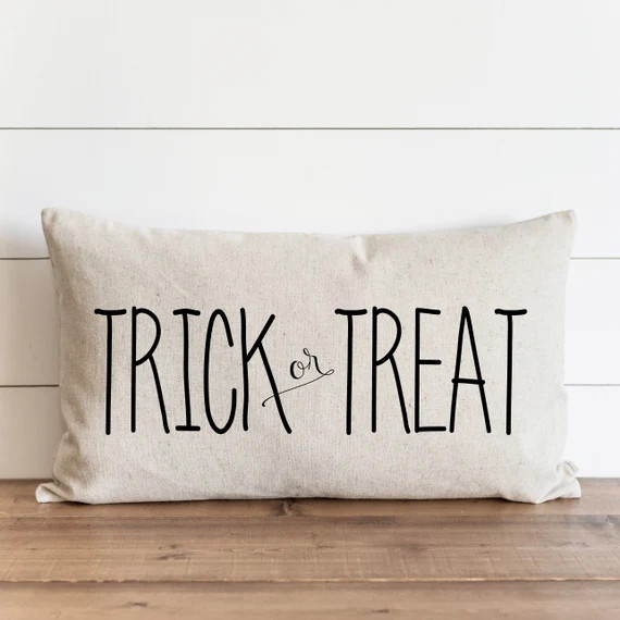 Halloween Pillow Cover // Trick or Treat_caps // Fall Pillow // Autumn Pillow Cover // Thanksgiving  | Etsy (US)