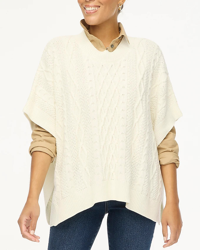 Fisherman cable-knit poncho | J.Crew Factory
