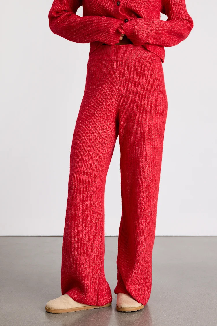 Carvalho Red Ribbed Knit Sweater Pants | Lulus