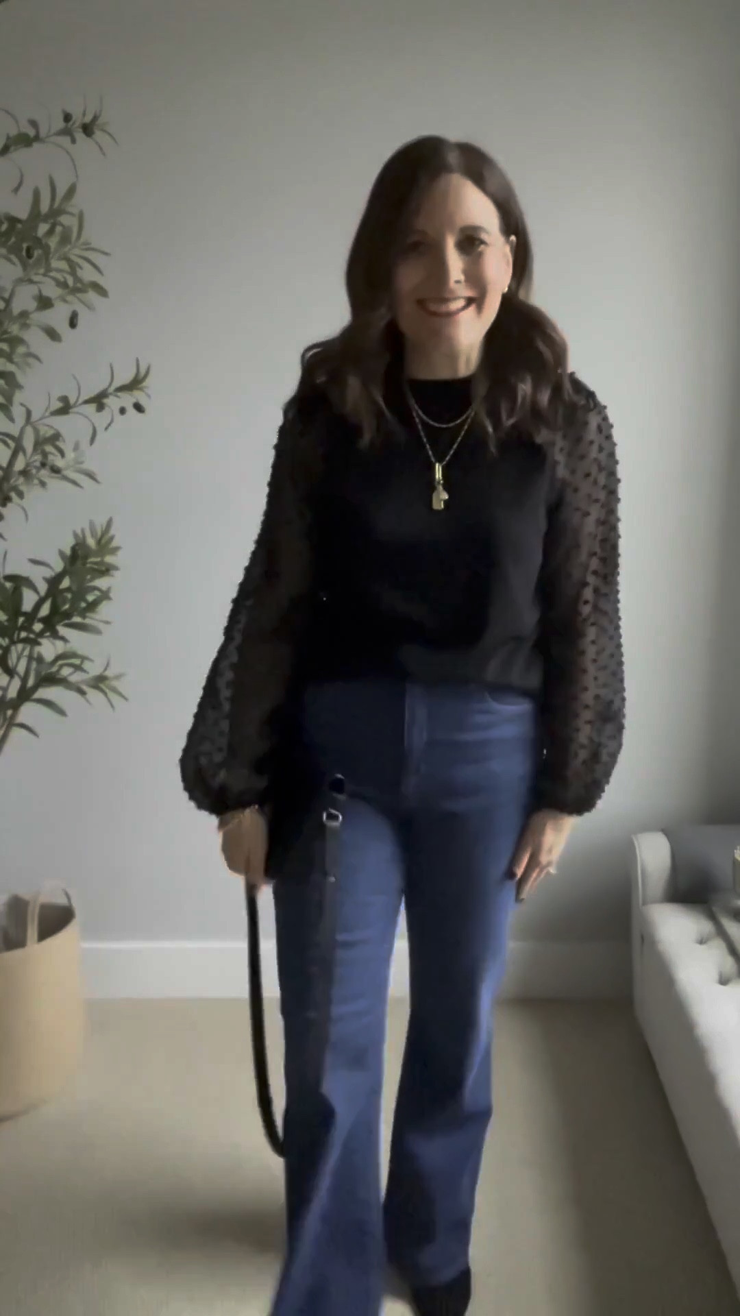 This black dot blouse from Social Threads is another piece that can be dressed up with black pants and heeled boots, or dressed down with jeans and flats. This look is elevated casual with jeans and dressy ankle boots. I'm in the top in a size small with LOFT relaxed curvy flare jeans. Size down in these. They are long at 5'6" but make the legs look long and lean. I need a slightly heeled boot with them.
 

 

#LTKCyberWeek #LTKHoliday #LTKOver40