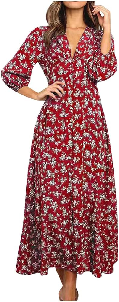 Summer Dresses for Women 2024,Casual Beach Vacation Tropical Date Night Boho Hawaiian Sun Dresses... | Amazon (US)
