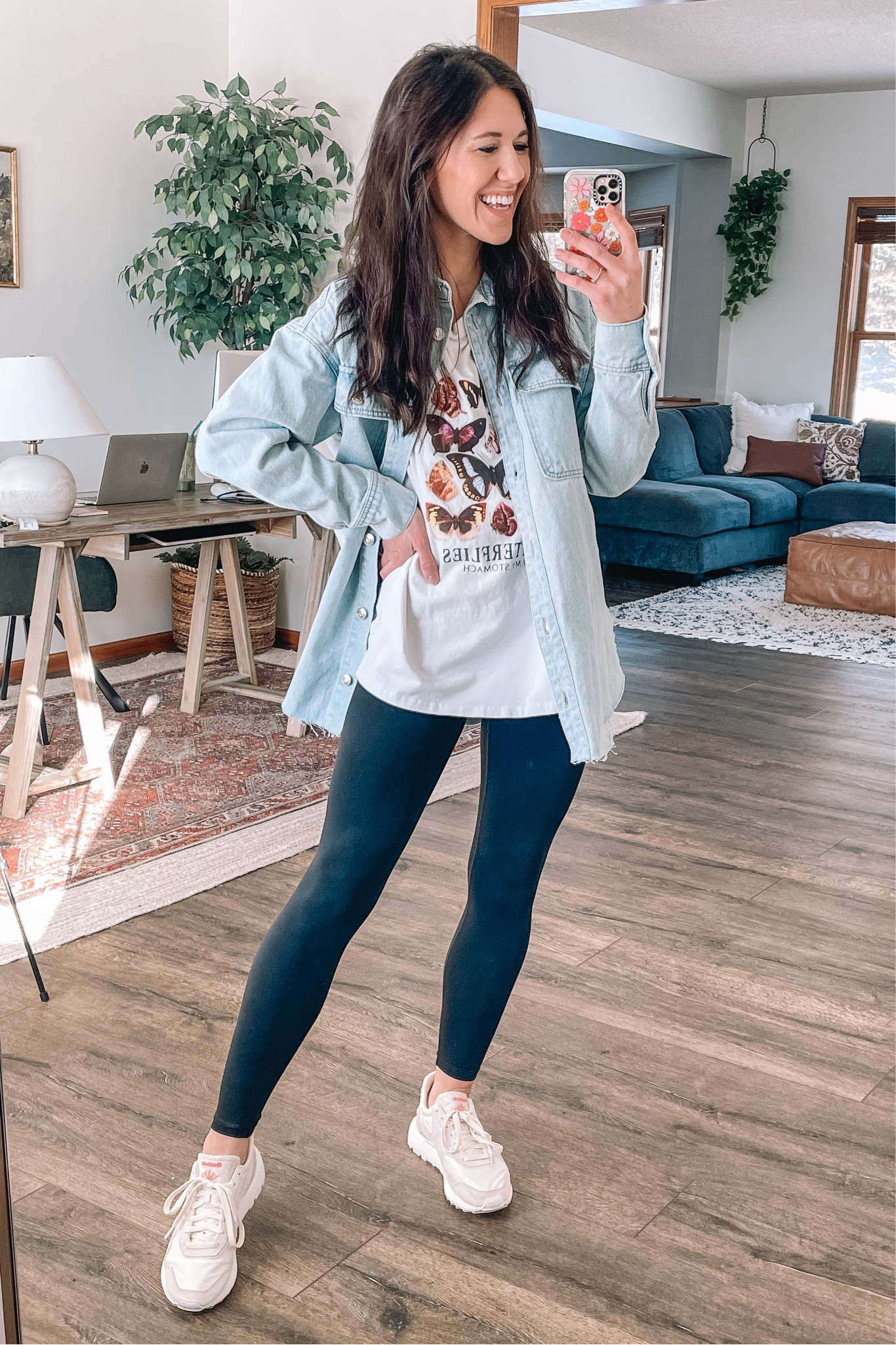 Target style denim shacket with oversized tee

Graphic tee
Aerie leggings 
Crossover leggings 
Casual outfits 
Leggings outfits 
White sneakers, neutral sneakers 
Denim jacket 
Amazon finds 
Amazon fashion 
Travel outfits, travel outfit 
Spring outfits 

#LTKFind #LTKstyletip #LTKshoecrush