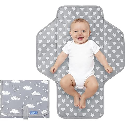 Portable Changing Pad for Baby, Waterproof Travel Changing Pads for Moms, Dads, with Built-in Pil... | Amazon (US)