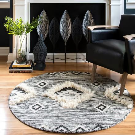 Black Shaggy Moroccan Lattice Fringe Nacoda Area Rug | Rugs USA