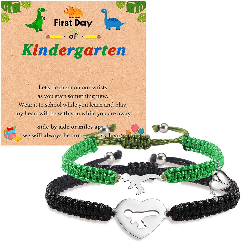 2Pcs First Day of Kindergarten School Bracelet for Mommy and Me,Matching Dinosaur Bracelets for M... | Amazon (US)