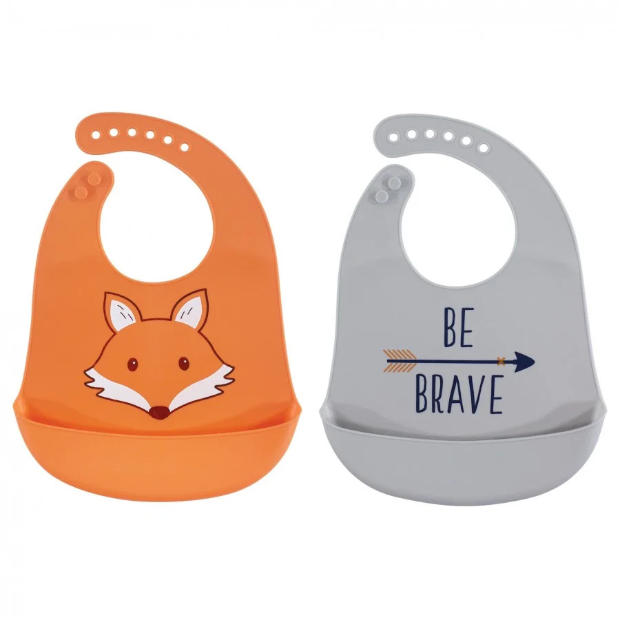 Hudson Baby Infant Boy Silicone Bibs 2pk, Fox, One Size | Walmart (US)