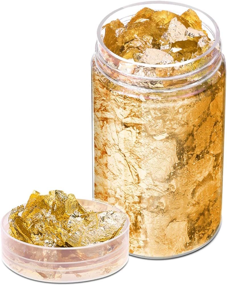 Gold Foil Flakes for Resin, Paxcoo 10 Grams Gold Foil Flakes Imitation Metallic Leaf for Nails, P... | Amazon (US)