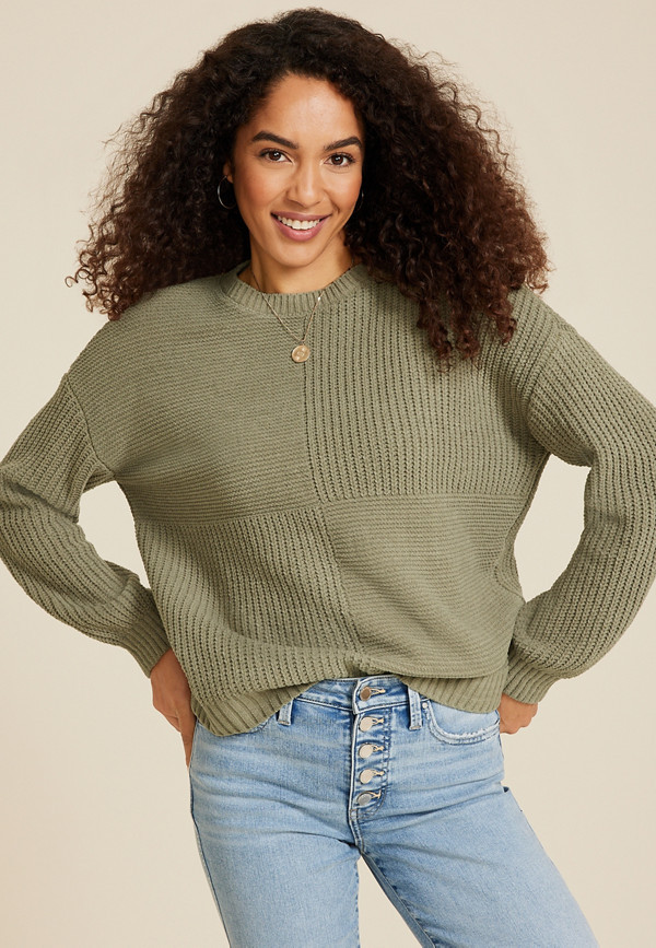 Matte Chenille Checkerboard Sweater | Maurices