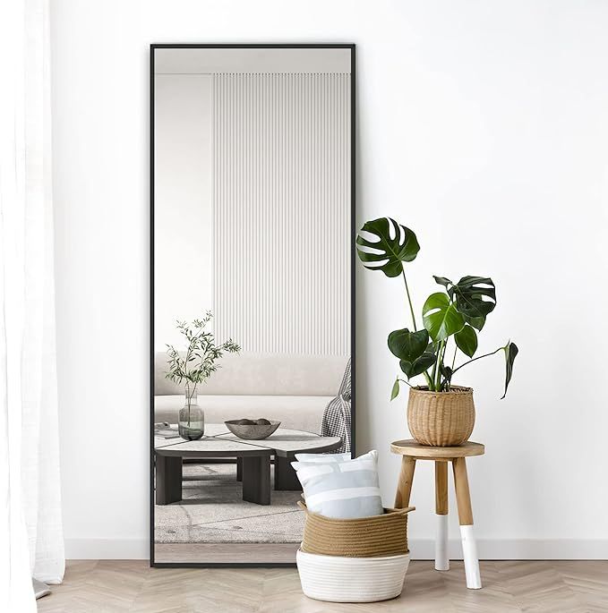 NeuType Full Length Mirror, Aluminum Alloy Thin Frame, 64"x21" Black, Wall Mirror Dressing Mirror... | Amazon (US)