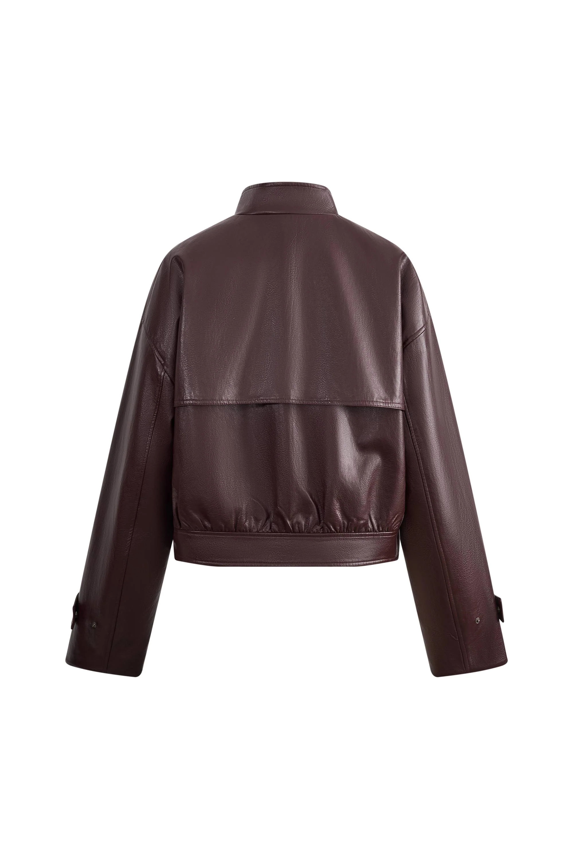Gia Trench Style Collar Short Jacket in Faux Leather | Fabrique