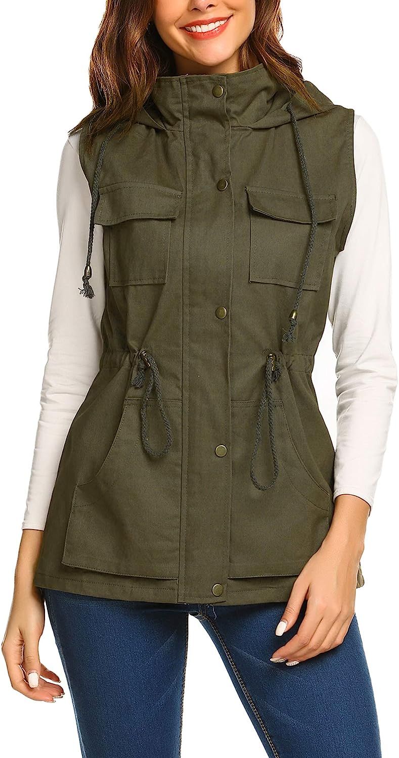 Beyove Womens Lightweight Sleeveless Military Anorak Cargo Vest Hooded/No Hood | Amazon (US)