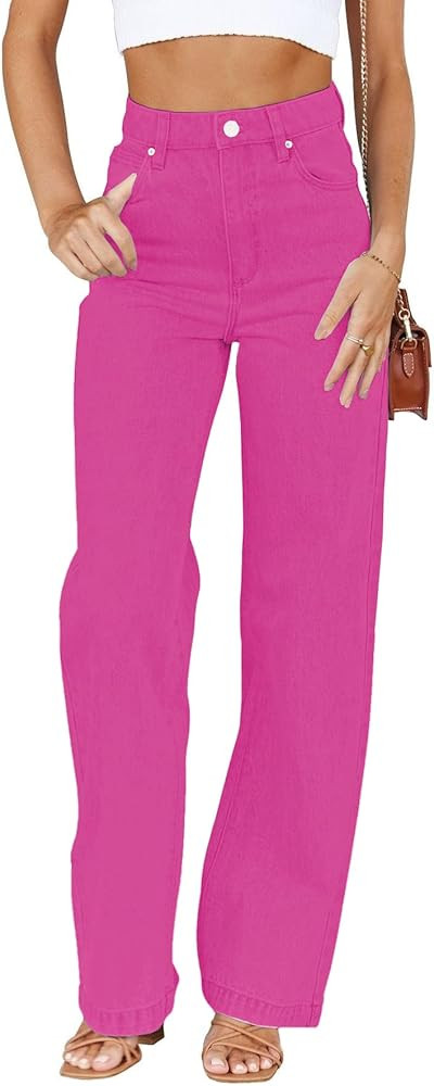 Womens Jeans Mid Waisted Straight Leg Loose Stretchy Lightweight Tummy Control Trendy Jeans for W... | Amazon (US)