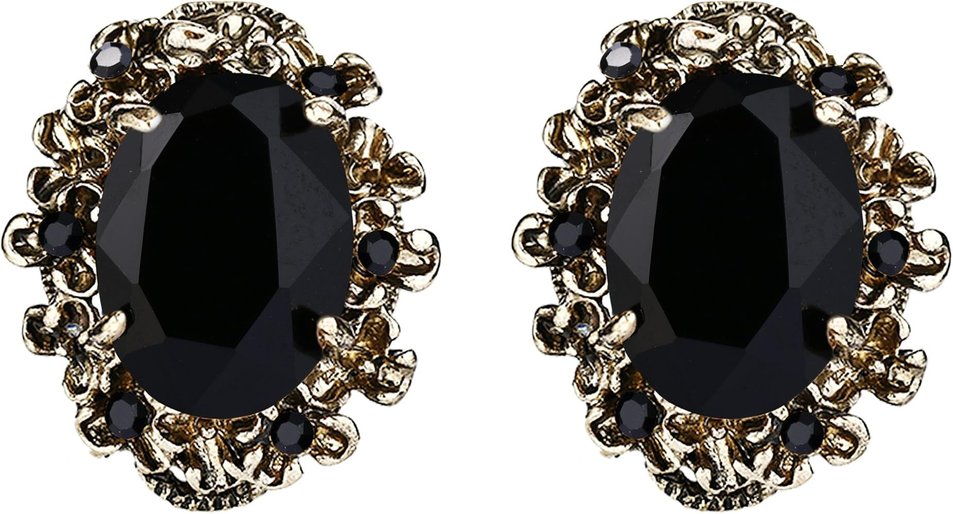 BriLove Women's Victorian Style Crystal Floral Scroll Cameo Inspired Oval Stud Earrings | Amazon (US)