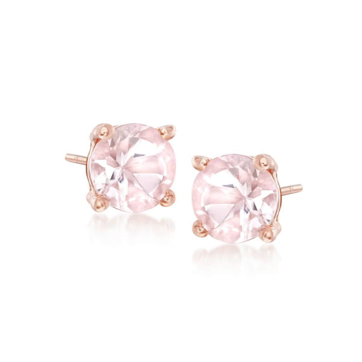 .70 ct. t.w. Morganite Stud Earrings in 18kt Rose Gold Over Sterling | Ross-Simons