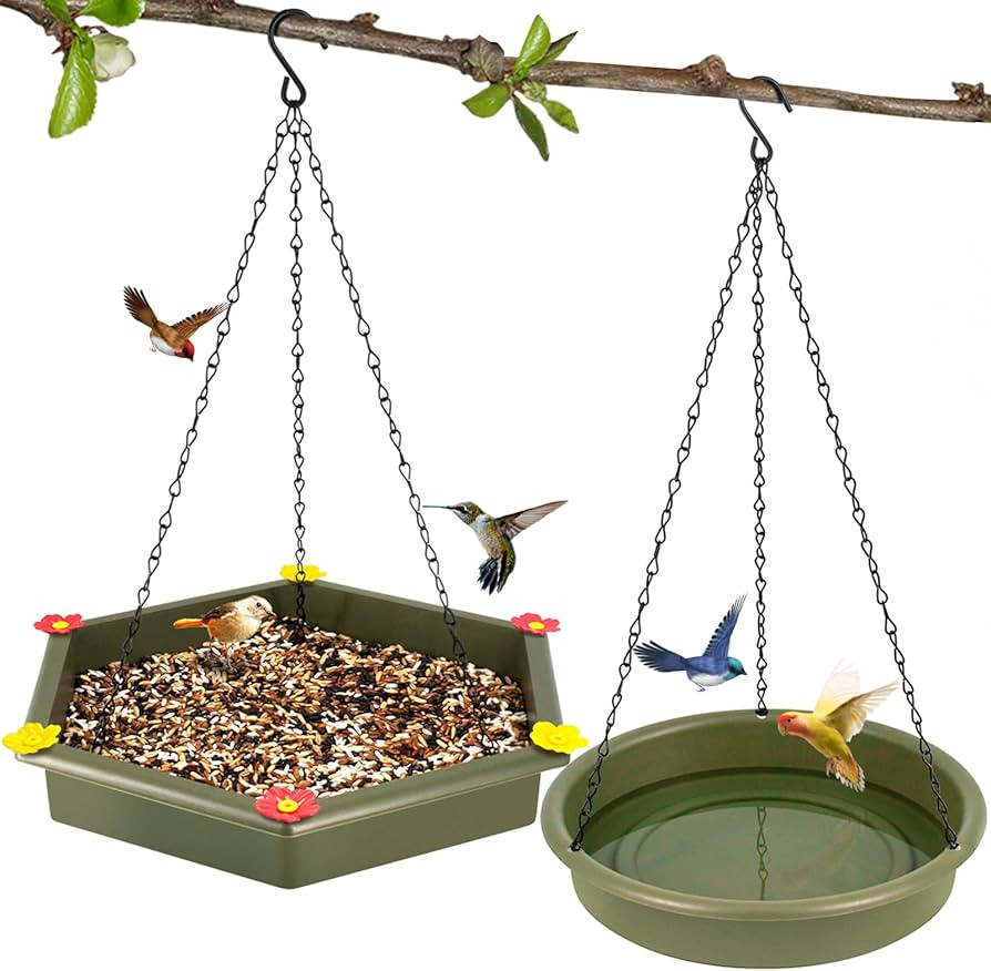 Hanging Bird Bath, Bird Bath, Hanging Bird Feeder, Bird Feeder, 2 in 1 XXL Hanging Bird Feeder & ... | Amazon (US)
