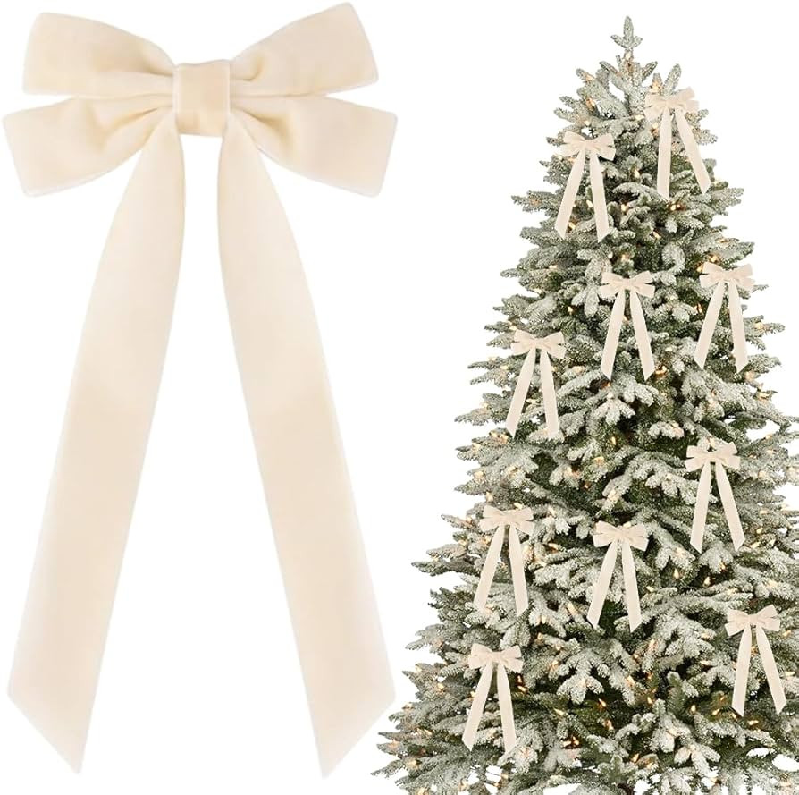 10 PCS Velvet Christmas Tree Bows with Hair Clip, 2025 New Velvet Christmas Tree Bow for Gift, Vi... | Amazon (US)