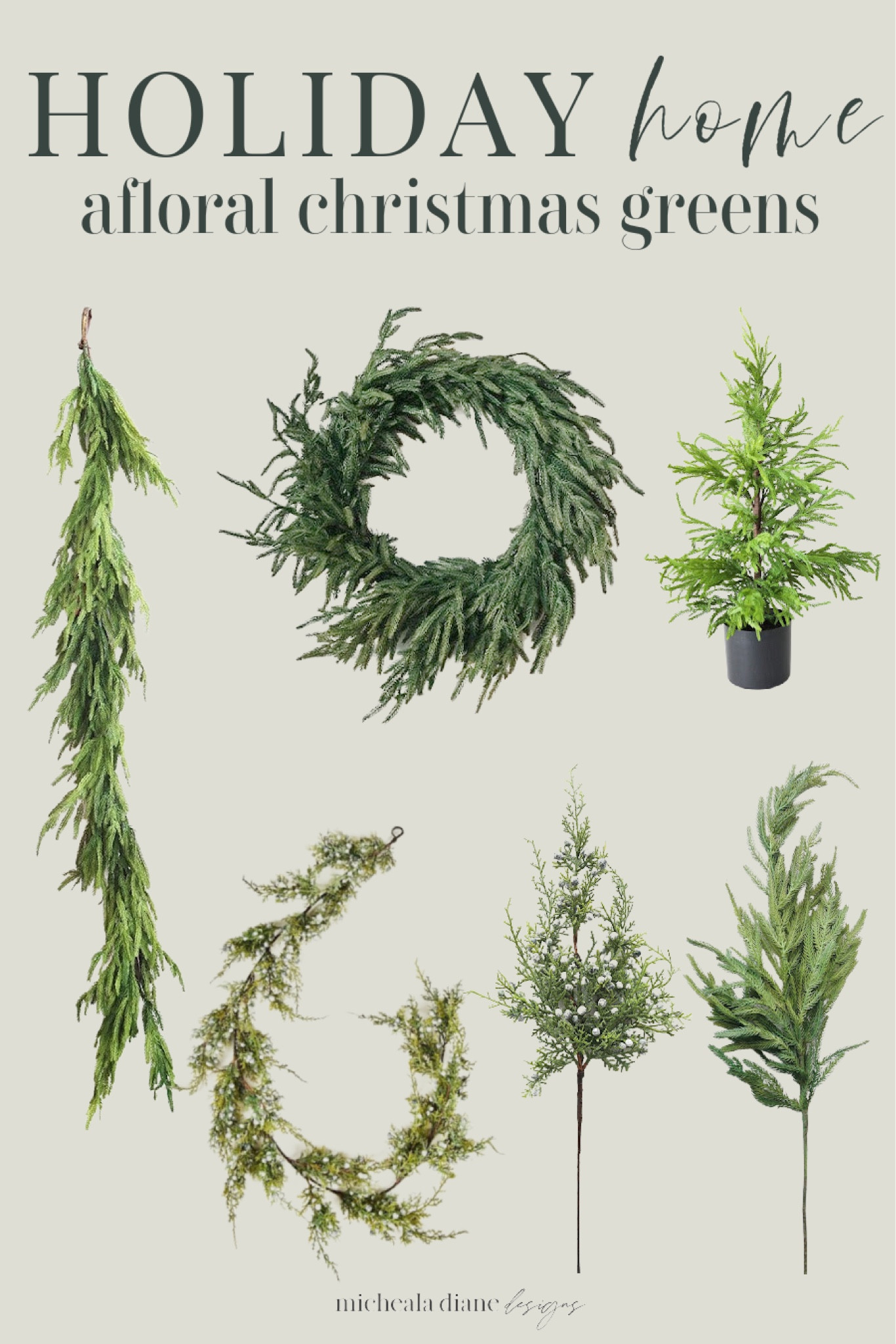 Faux Holiday Greens. Pine garland, holiday stems, Pine Wreath. 

#LTKHoliday #LTKSeasonal #LTKhome