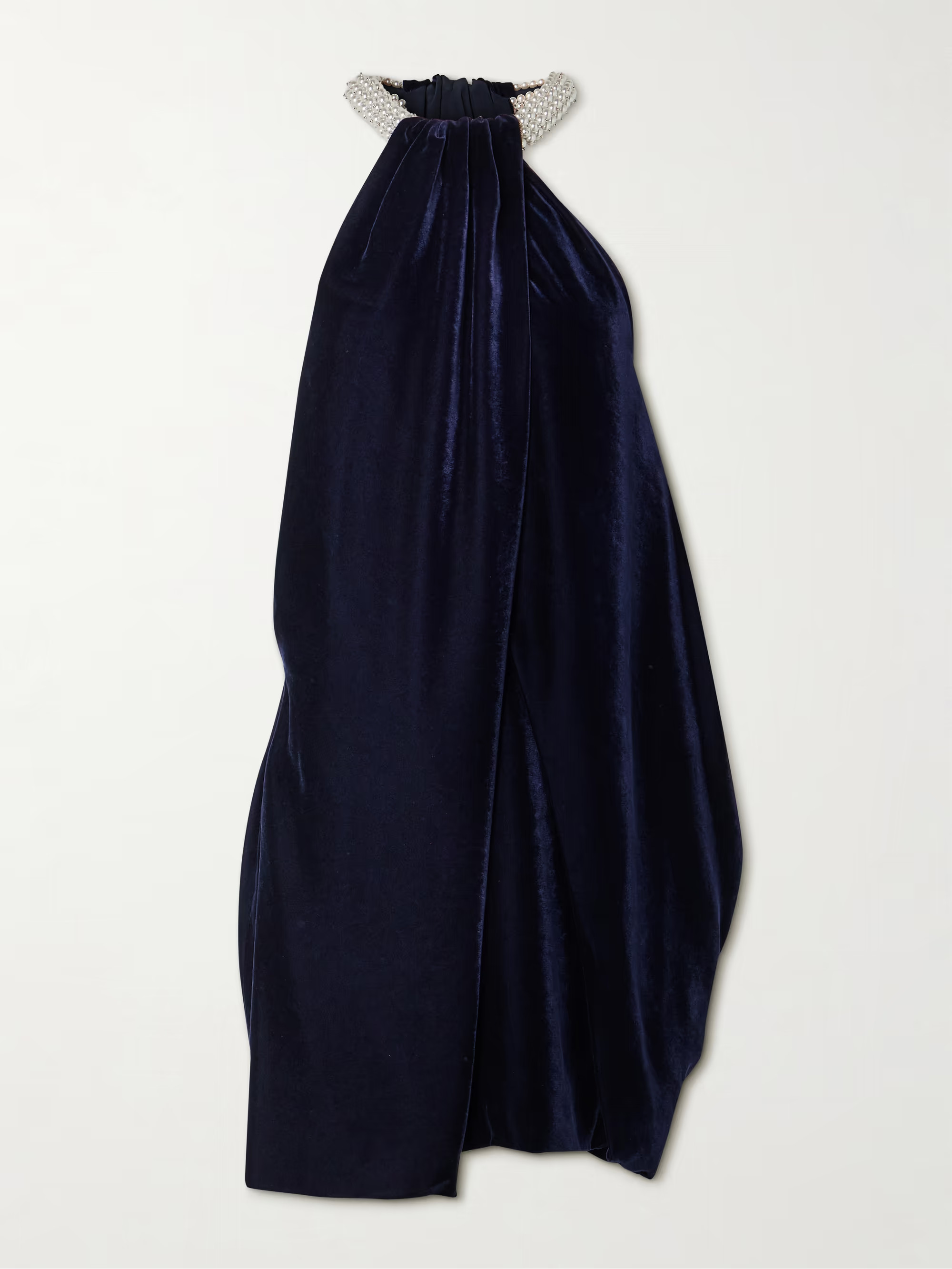 Embellished draped velvet halterneck mini dress | NET-A-PORTER (UK & EU)