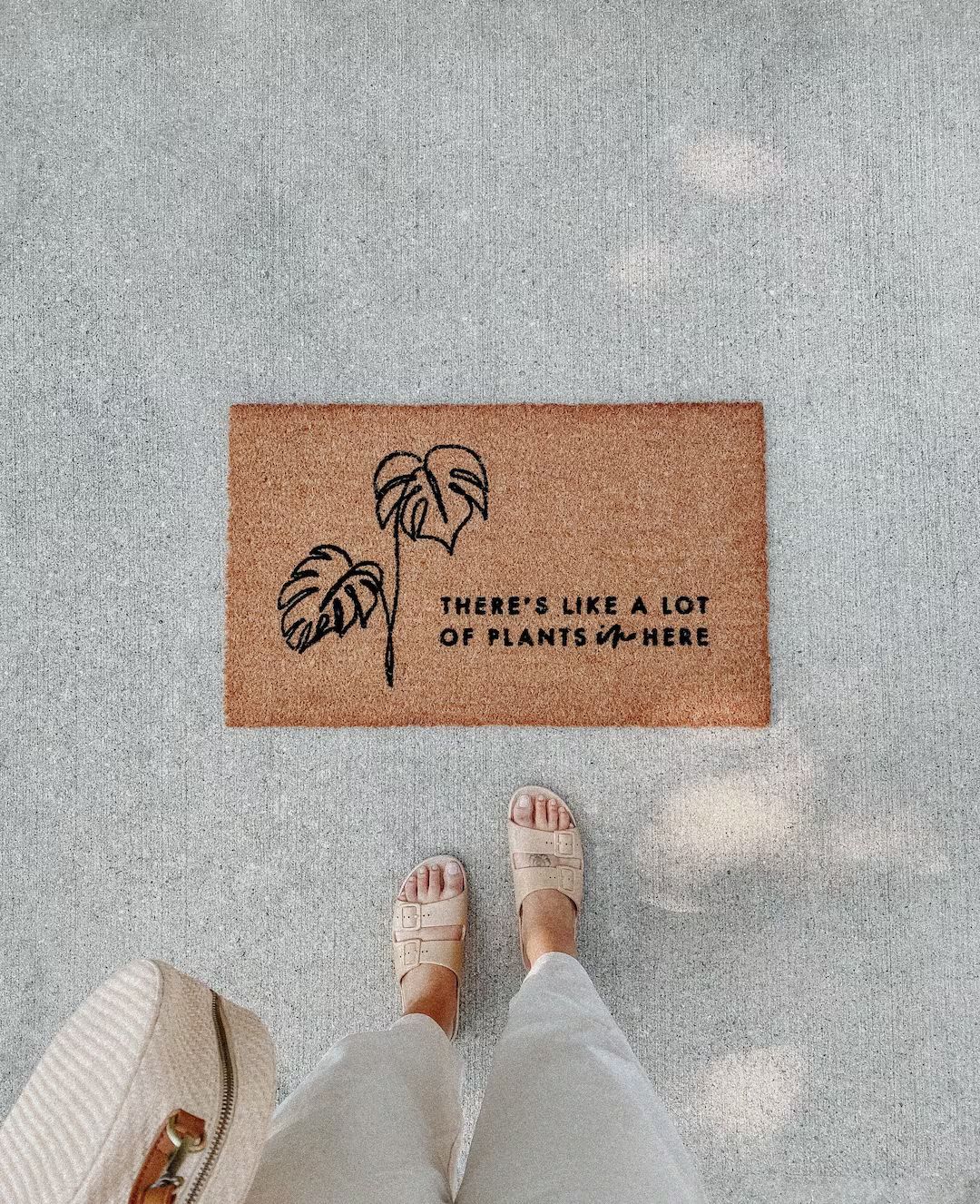 there’s like a lot of plants in here doormat| houseplant doormat | cute doormat | outdoor doorm... | Etsy (US)
